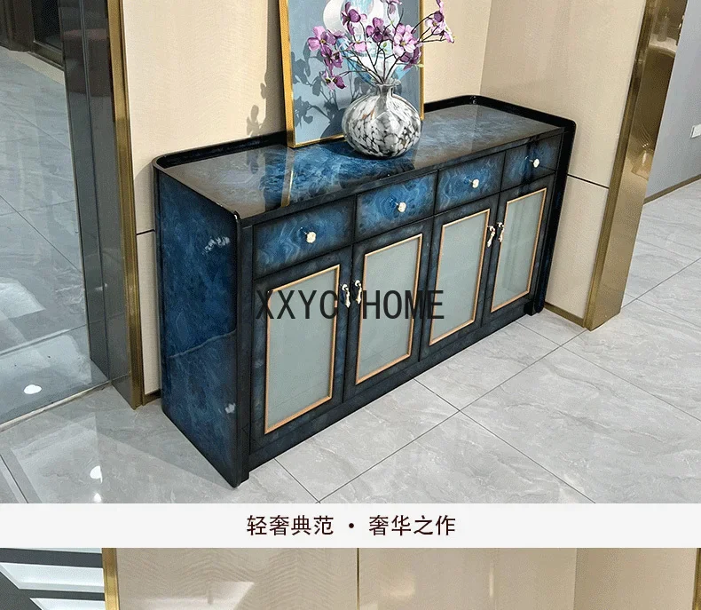 Italian Light Luxury Solid Wood Sideboard Villa High-End Entrance Cabinet Locker Complete