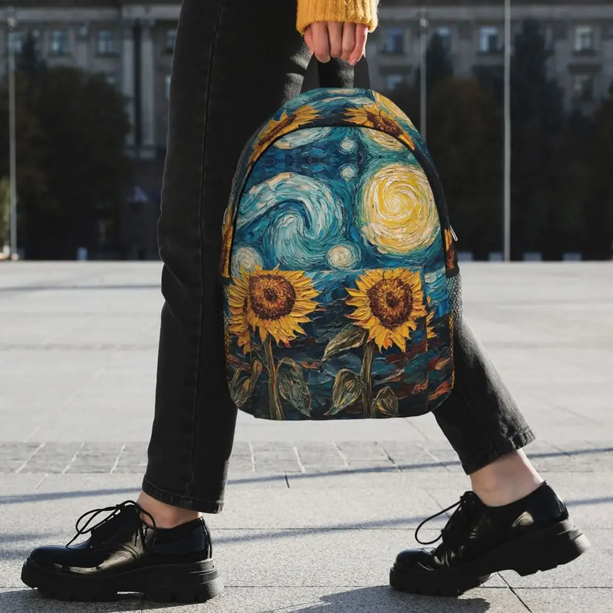 Mochilas Van Gogh con girasoles y noche estrellada, mochila para niños y niñas, mochila escolar para estudiantes, mochila para ordenador portátil, bolso de hombro de gran capacidad