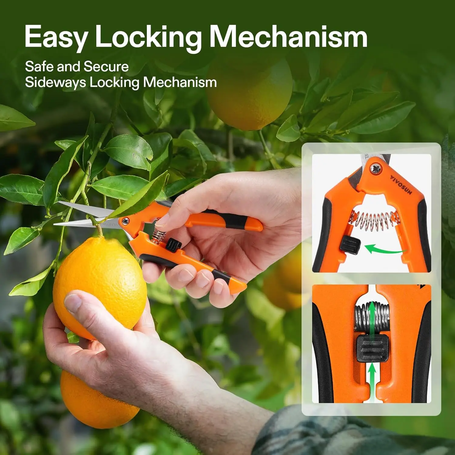 مقص حديقة VIVOSUN مقاس 6.5 بوصة ومقصات تجاوز 8 بوصات - مقلمات شديدة التحمل مع شفرات SK5 احترافية