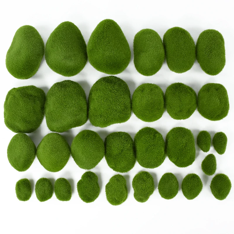 10pcs Artificial Moss Stones Green Fake Moss Rocks Grass Plant Decoration Home Garden Micro-Landscape Stone Moss Creative Crafts