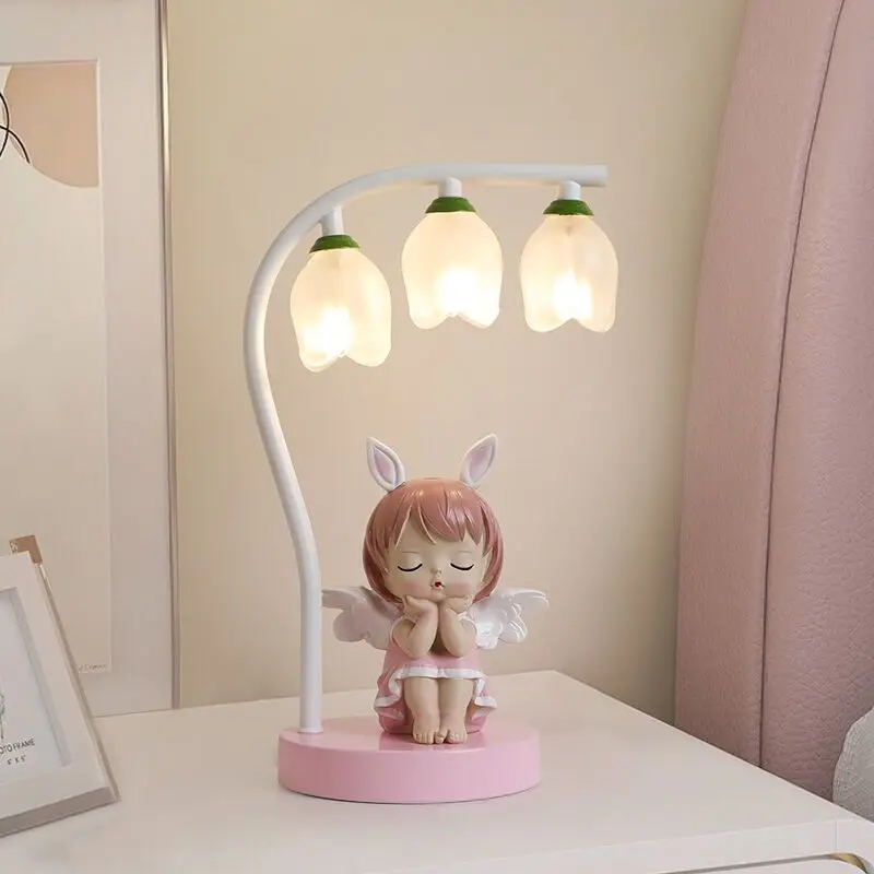 

Children's Room Table Lamps Bedroom Bedside Led Lamp Girl Lovely Desk Light Gift Cartoon Rabbit Warm Eye Care Decoration