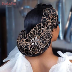 YouLaPan Bridal Headpiece for Weddings Hair Accessories Rhinestone Leaf Woman Headdresss Brides Hair Ornaments Headband HP256A
