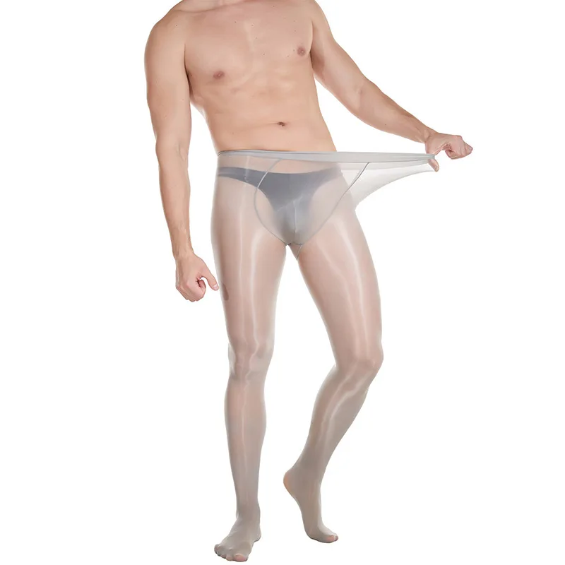 Men's Pantyhose Large Size Shiny Glossy See-Through Enlarged U Convex Pouch Stockings Transparent Temptation Seamless Stocking