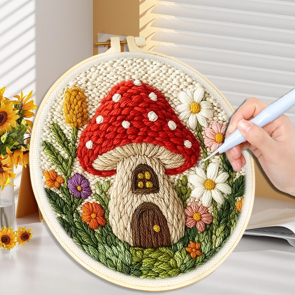 

punch needle embroidery Kit Floral Package Set Punch Needle Kit For Beginner Sewing Poke Handmade crafts for adults Diy Gift