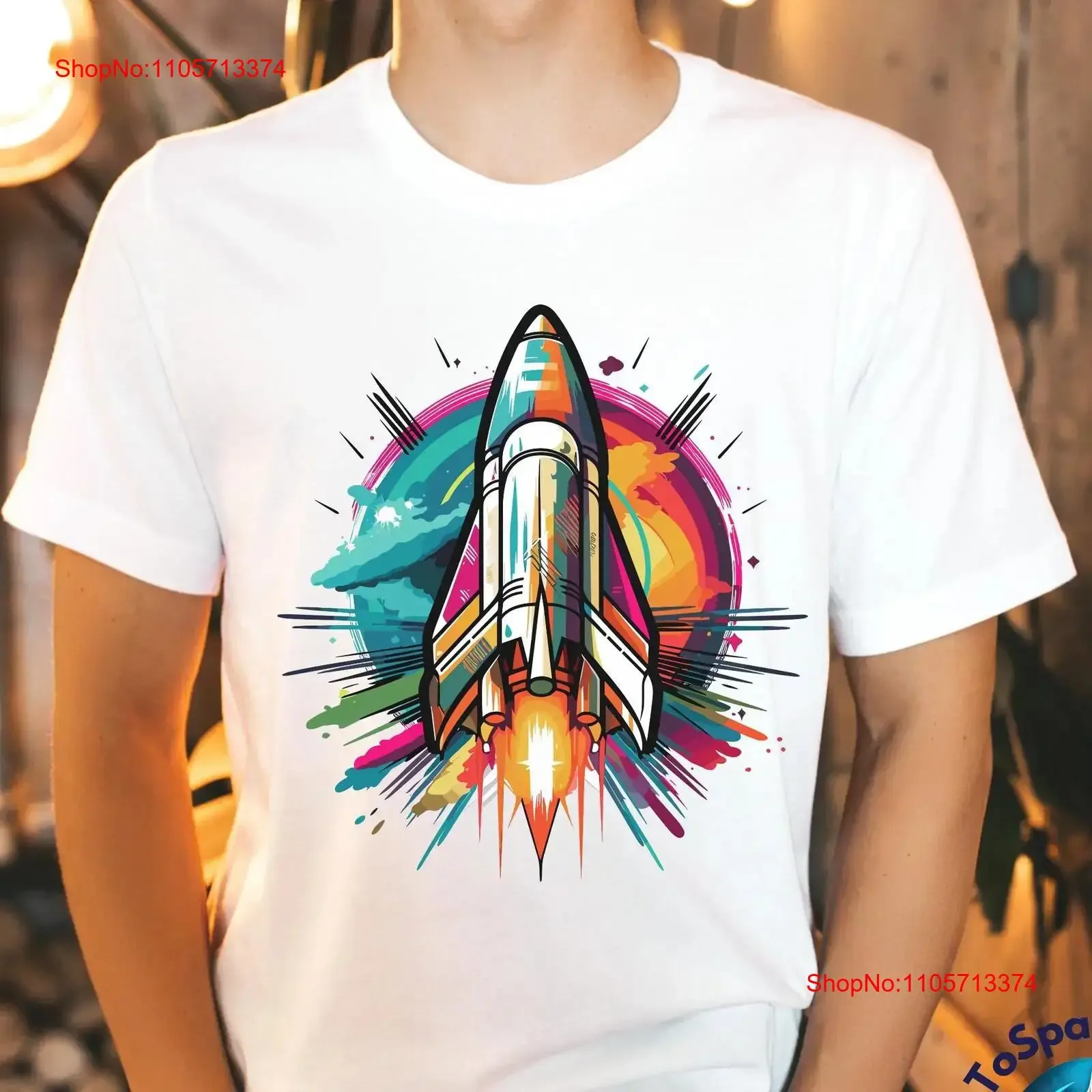 Colorful Rocket Launch T Shirt Vivid Colors Liftoff SpaceFlight Lover Space s vintage Washed graphic Unisex designer clothes