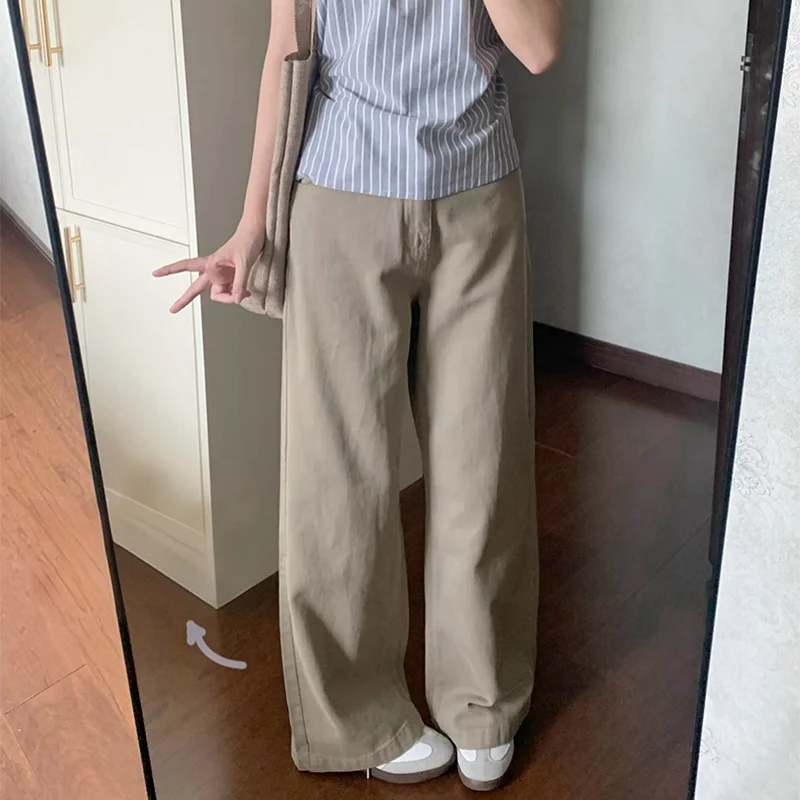 

Женские винтажные широкие джинсы для девочек Брюки с высокой талией Женские модные черные, серые ретро синие светло-голубые розовые джинсовые брюки