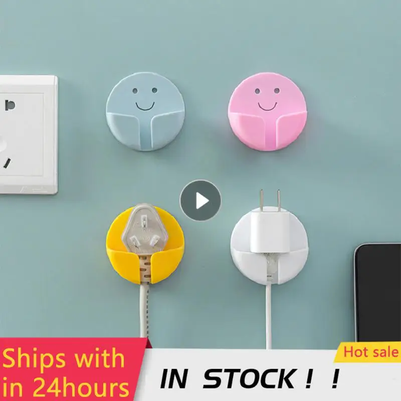 No Punch Power Cord Plug Wall Storage Hooks Strong Non-marking Plug Socket Hanger Kitchen Plug Holder Support Fixed Paste Hooks