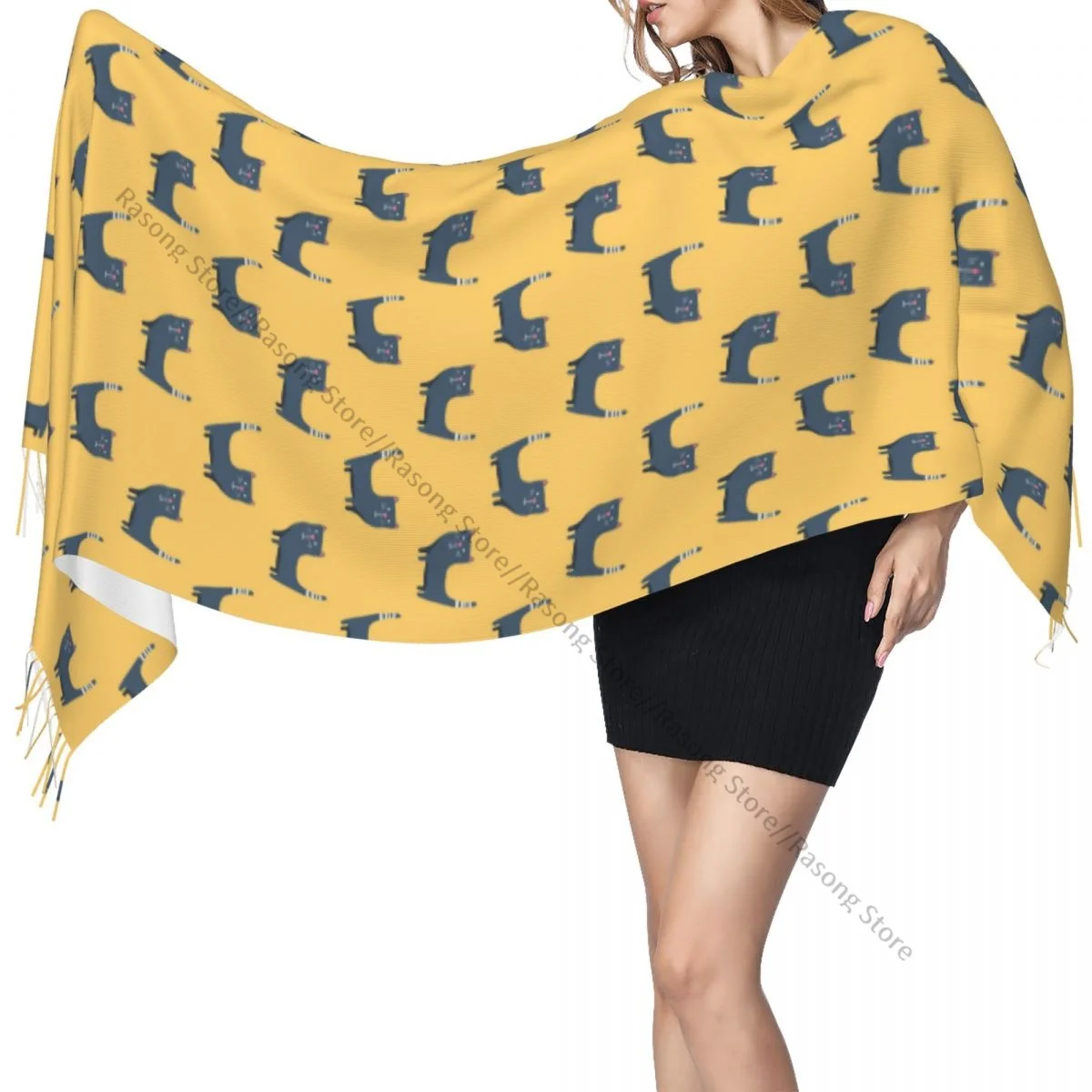 لطيف الكرتون القطط الشتاء وشاح شالات التفاف النساء الرجال الدافئة Bufanda شرابة الأوشحة