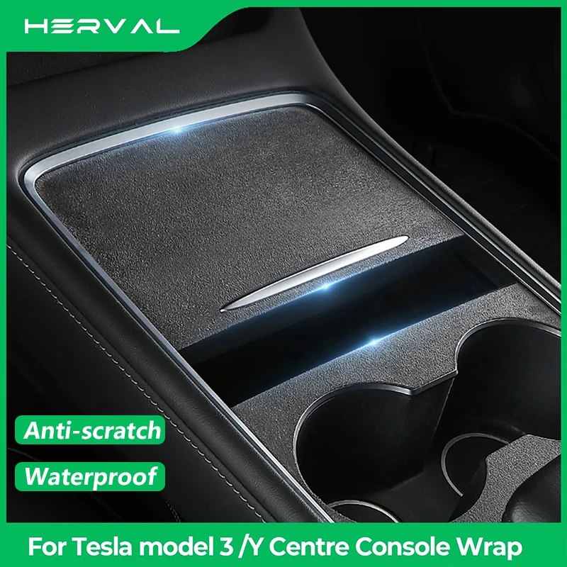 

Herval Suede Car Central Control Panel cover Trim For tesla model 3 Y Protection Sticker car Interior Decoration Accessories