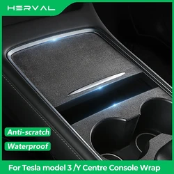 Herval-embellecedor de cubierta de Panel de Control Central de coche de gamuza para tesla model 3 Y, pegatina de protección, accesorios de decoración Interior de coche