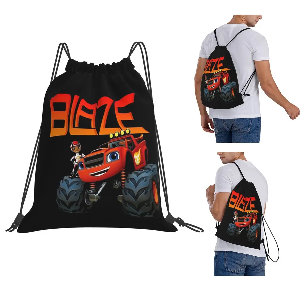 Blaze And The Monster Machines Backpacks Fashion Drawstring Bundle Pocket Sports Bag Book Bags for Travel School