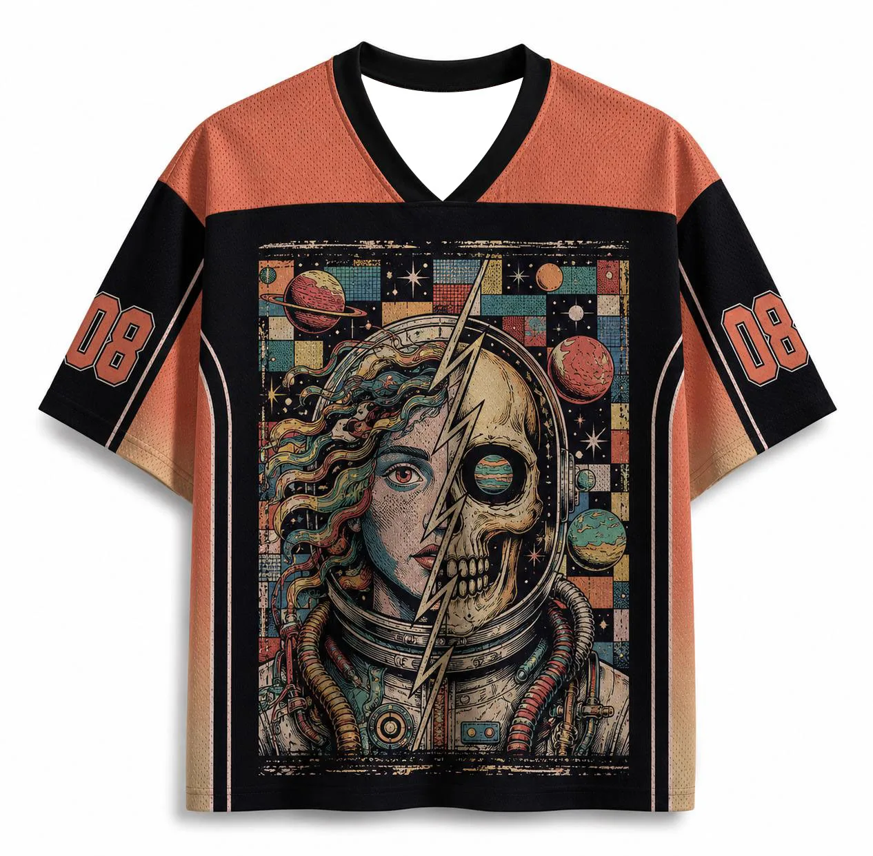 2026 Summer Fashion New Vintage Anime Astronaut Skull Exploration Space 3D Print Outdoor Street Style Loose Fit T-shirt Large