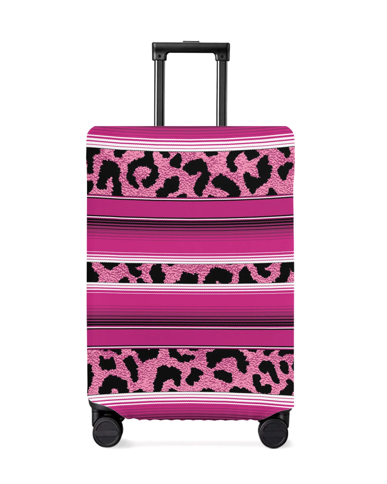 

Mexico Stripes Leopard Animal Skin Texture Rose Red Luggage Cover Stretch Baggage Dust Cover for 18-32 Inch Travel Suitcase Case