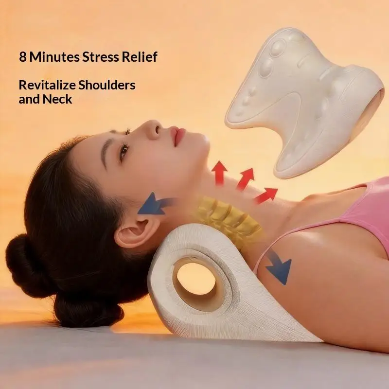 1Pc Multi-Purpose Acupressure Design Cervical Support Massage Pillow C-Shaped Contour Fatigue Relaxation Neck Shoulder Relaxer