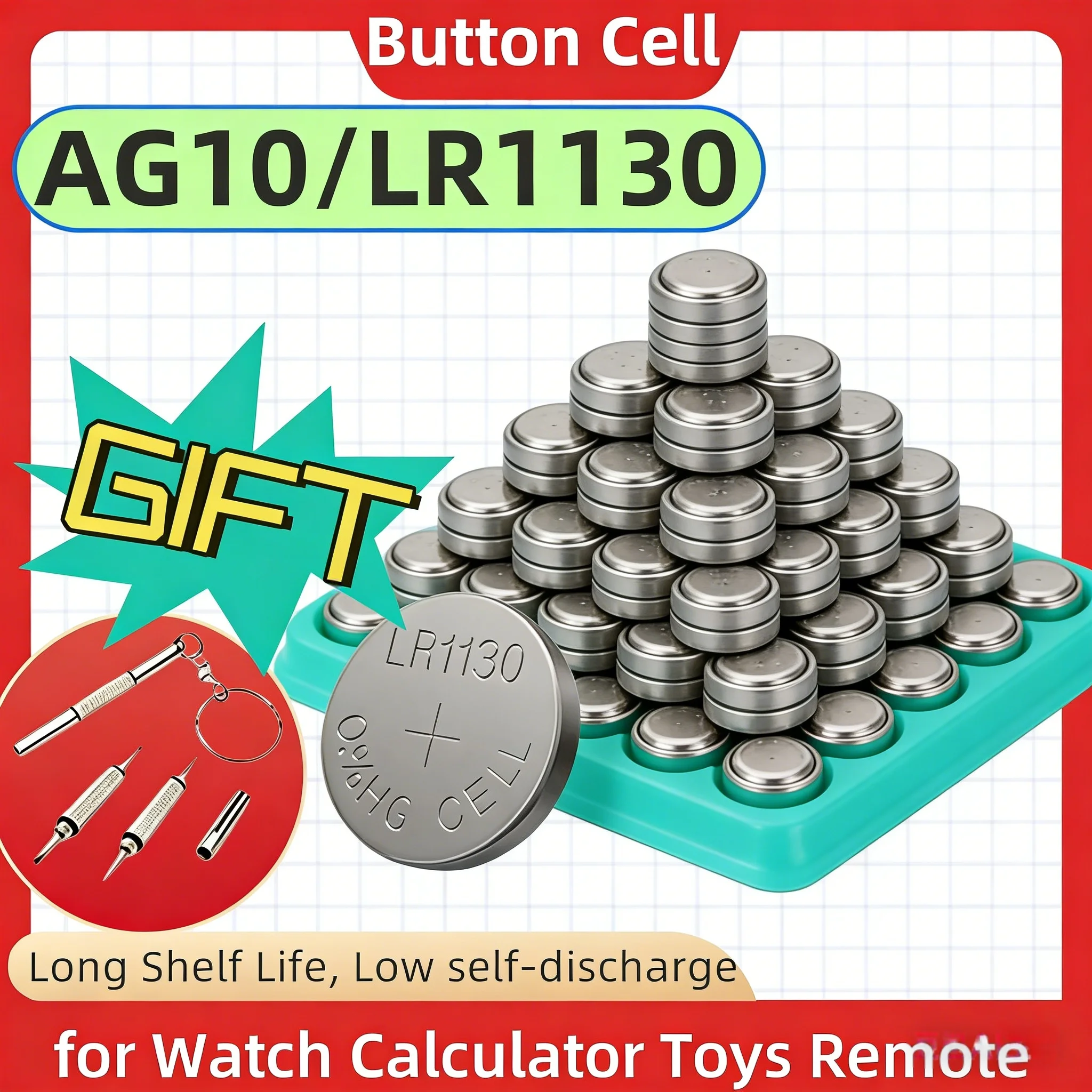 

AG10 LR1130 Batteries 389A LR1130 LR54 L1131 SR1130 389 1.5V Alkaline Button Cell Battery for Watch Calculator Toys Remote
