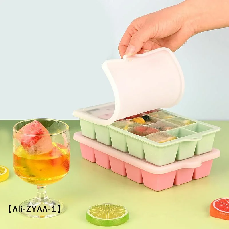 【A】15Grid Food-grade Silicone Large  Tray Mold Stackable Extra-large Lce Cube Square Tray Mold DIY Ice Maker  Tray