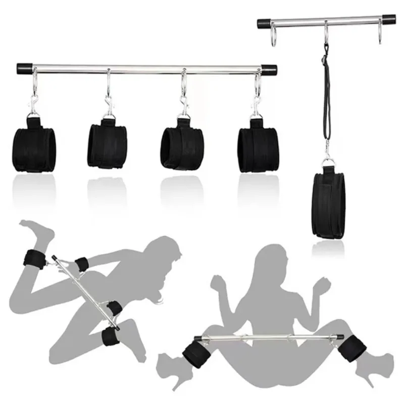 الجنس عبودية بار مفرشة اللعب BDSM أصفاد SM الرقيق الساق ضبط النفس قابل للتعديل أصفاد مفتوحة الفخذ عبودية والعتاد 18 مجموعات ألعاب الجنس #1