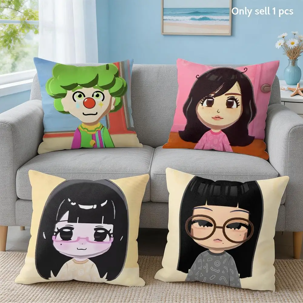 Video Game T-Tomodachi Life Cushion Cover Soft Short Plush Throw Pillow Cover Hidden Zipper Cutecore Sofa Bedroom Home Decor