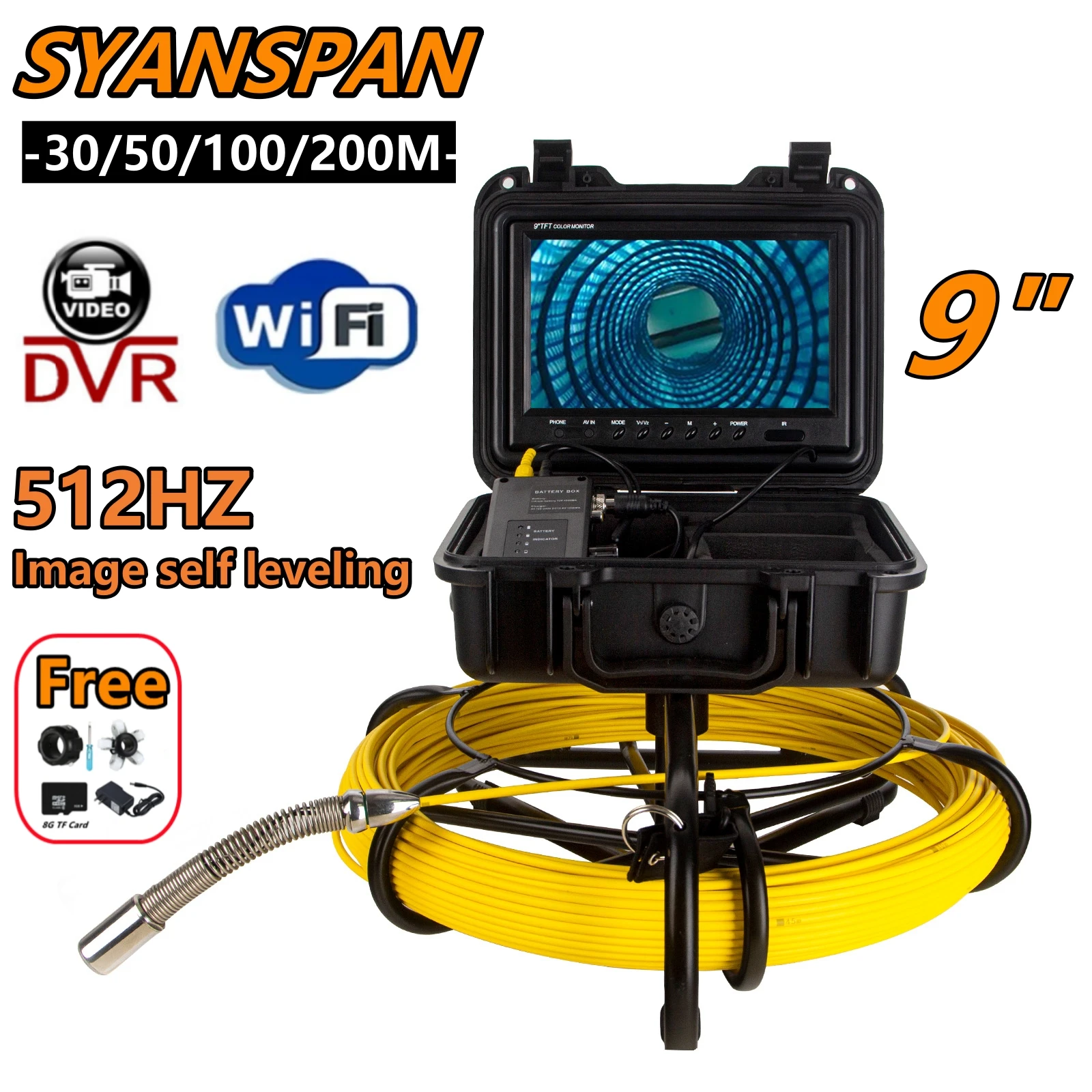 

DVR/WiFi SYANSPAN Image Self-Leveling 512Hz Transmitter Sonde for Pipeline Location Endoscope,23mm Drain Pipe Inspection Camera