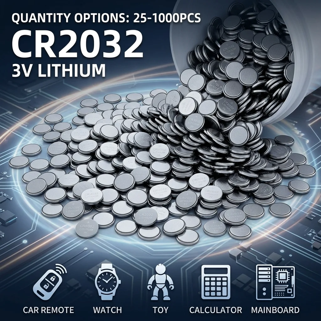 25‑1000PCS CR2032 DL2032 ECR2032 3V Lithium Button Coin Cell Battery for Car Remote Watch Toy Calculator Mainboard