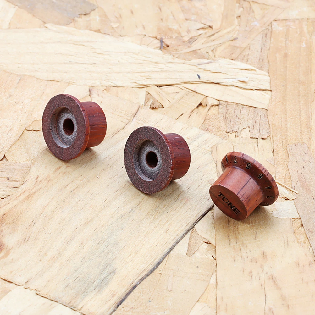 

3 Pcs Guitar Knob Bass Knobs Tuning Wooden Control Accessory Classical Accessories