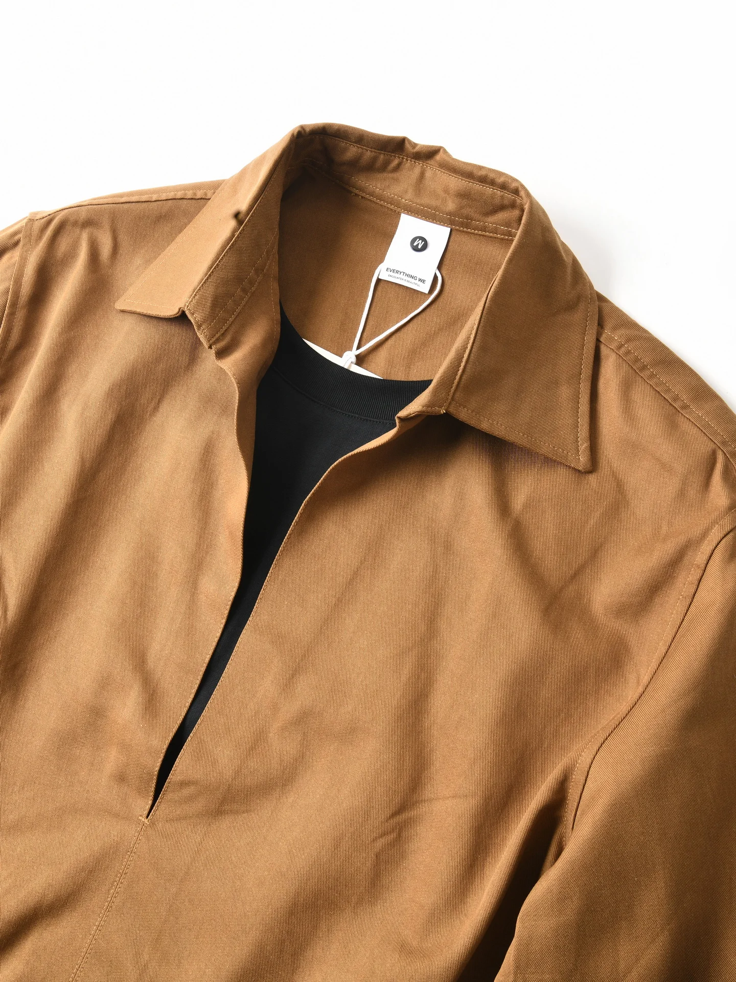 New American Style Loose Casual Long Sleeve Shirt Men's Autumn Fashionable Rollover Collar Faux Two-Piece Lenzing Cotton