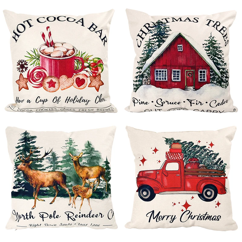 

45cm Christmas Cushion Cover Merry Christmas Decoration For Home 2024 Christmas Ornament Gift Navidad Happy New Year Xmas Gifts