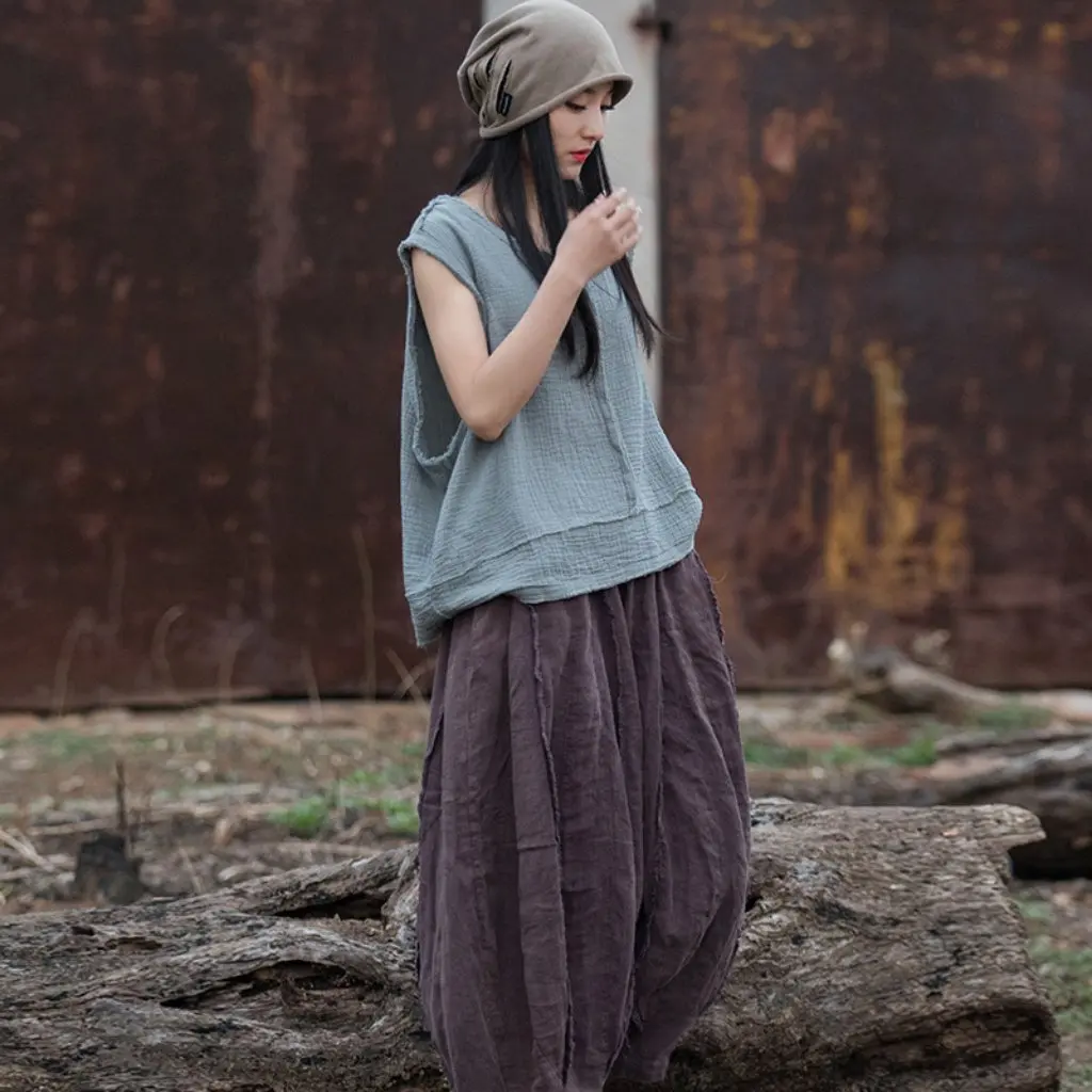 

Women's Double-layer Cotton Sand Wash Vest Soft Spring Summer Casual All-match Travel Artistic Clothing