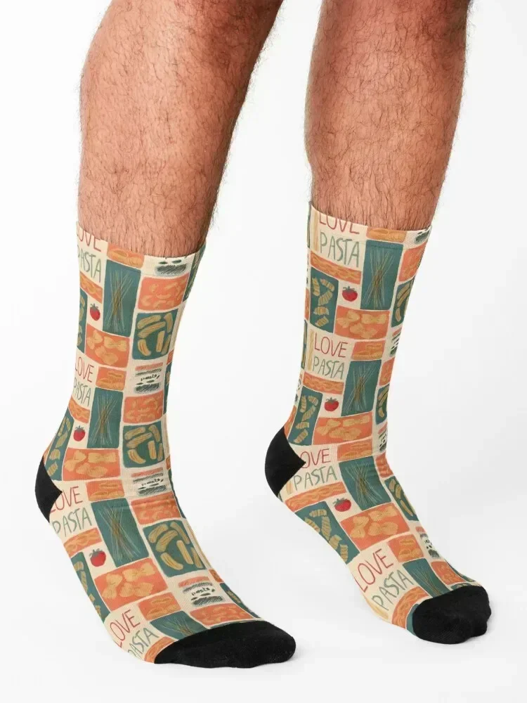 I love pasta Socks anti slip football Christmas Antiskid soccer cycling Women Socks Men's