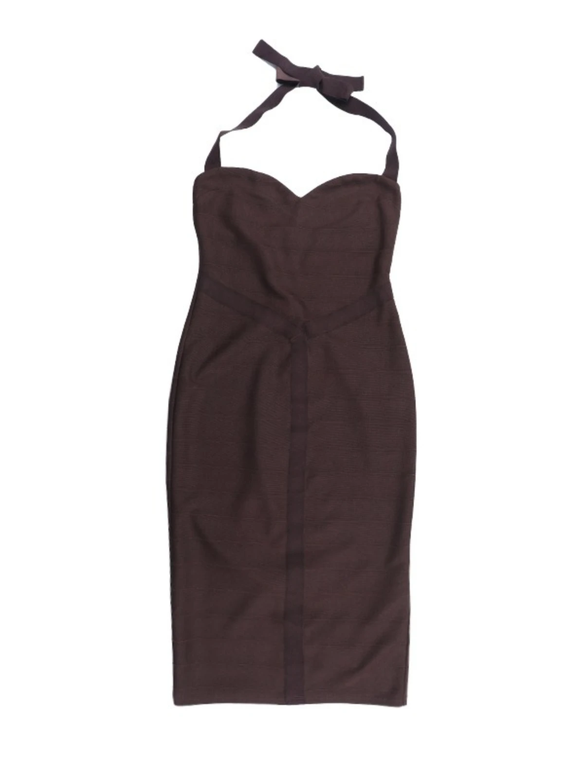 SsTss Sexy Mulheres Sem Mangas Backless Slim Bodycon Vestido Elegante Listrado Lace-up Halter Neck Cintura Alta Pacote Hip Midi Vestido