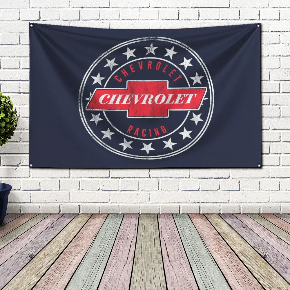 60x90cm C-Chevrolets Flag Polyester Digital Printing Banner for Garage Wall Art Out Door Decoration With Brass Grommets