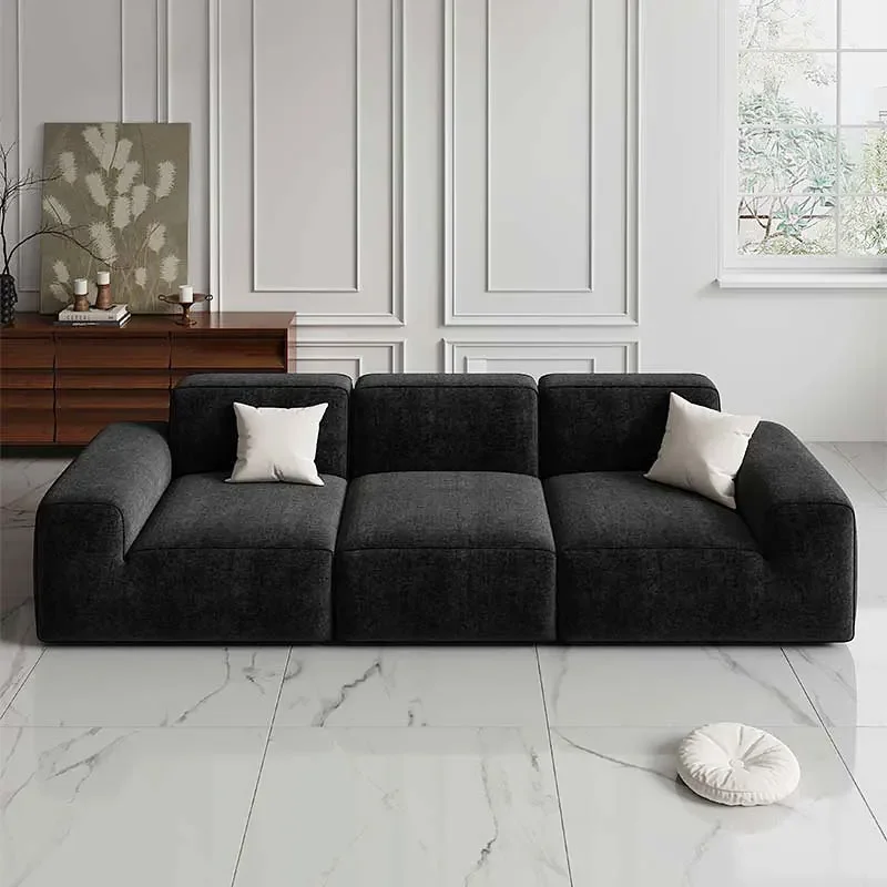 Vacuum compression sofa corduroy fabric tofu block pure sponge skeleton-free living room sofa