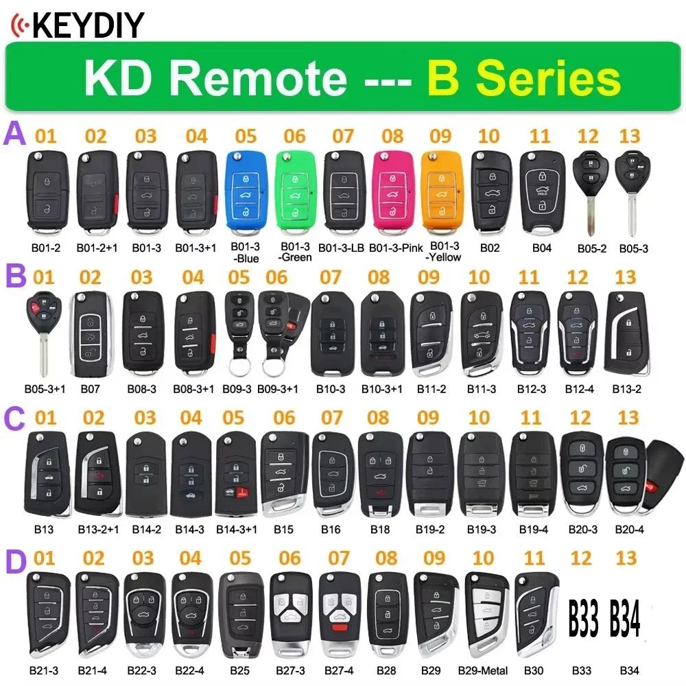 

KEYDIY B Series KD MINI Remote B01/02/04/07/08/10/11/12/13/15/16/18/20/21/25/28/29/30/33/34 для программатора ключей KD900 KD-X2/MAX