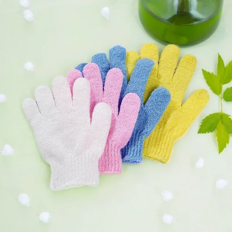 Colourful Exfoliating Gloves,Five Fingers Bath Gloves For Shower,Double Sided Exfoliating Gloves,For Spa,Massage and Body Scrubs