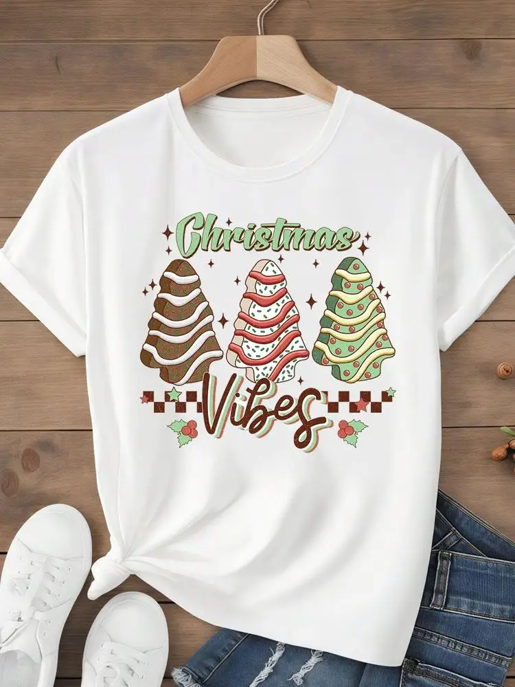 Lovely Cute 90s Holiday Clothing Merry Christmas Festival Women T Shirt Fashion Print Top Graphic Tee New Year T-shirts