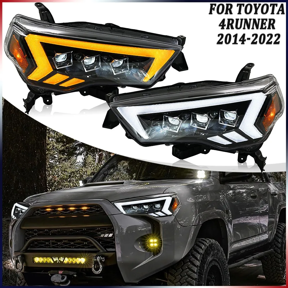 

1 пара светодиодных фар для Toyota 4Runner 2014-2022, передняя фара, последовательная сборка, аксессуары для фар DRL