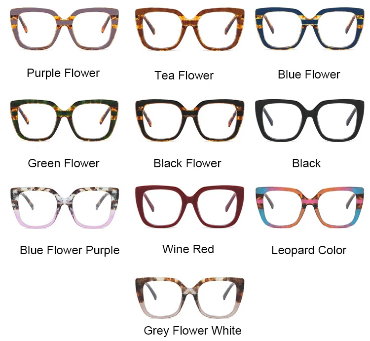 Mode Luxusmarke großen Rahmen Regenbogen übergroße quadratische Lesebrille Rahmen Frauen Brillen Presbyopie Brillen – Detail 11