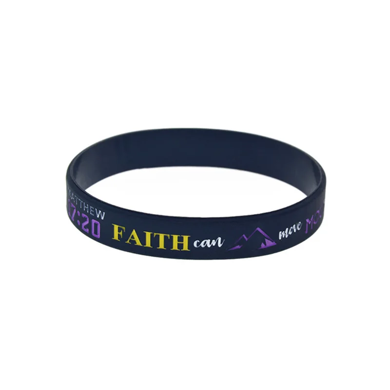 1 PC Matthew 1720 Faith Can Move Mountains Silicone Bracelet Jesus Rubber Bracelets