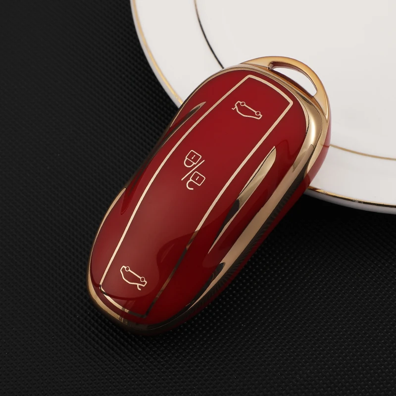 TPU Gold Edge Car Remote Key Cover Case Shell Fob for Tesla Model 3 Model3 Model Y Modely Protector Accessories