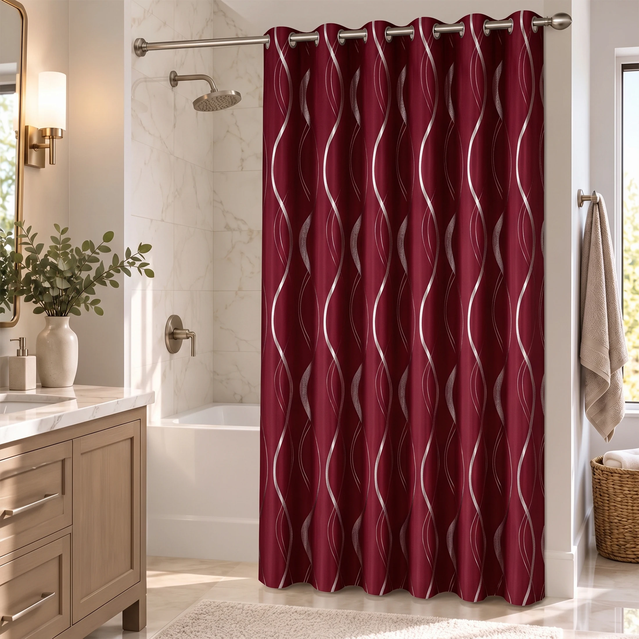 4 Pcs 100% Blackout Silver Foil Curtains Waterproof Backing Thermal Insulated Noise Reducing Drapes for Living Room Kitchen Shower Partition