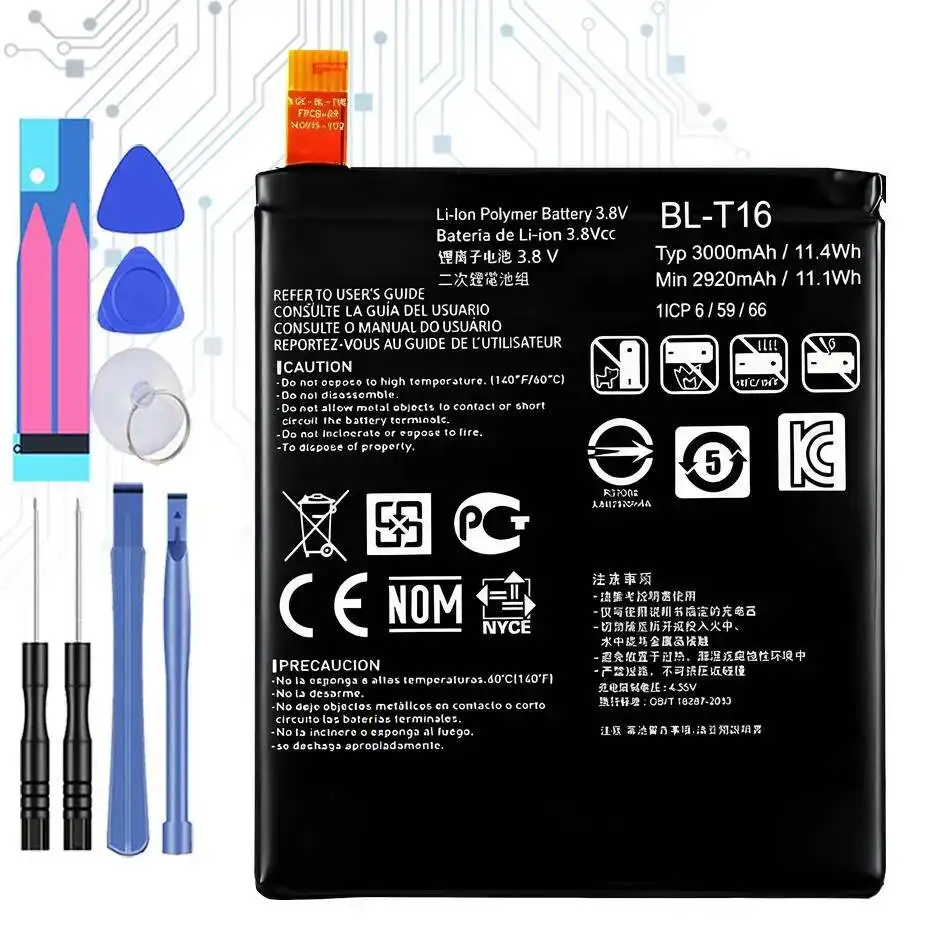 

Аккумулятор для мобильного телефона BL-T16, долговечный, 3000 мАч, безопасный, для LG G Flex 2 VU 4 Vu4 H950 H955 H959 BL T16