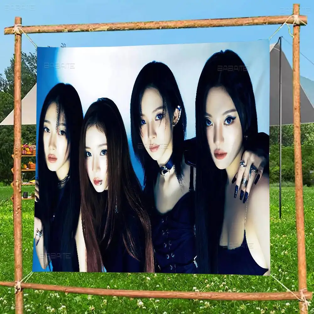 KPOP A-AespaS DIY Flag For Family Group Photo Living Room Home Dorm Decor Wall Art Decor Banner