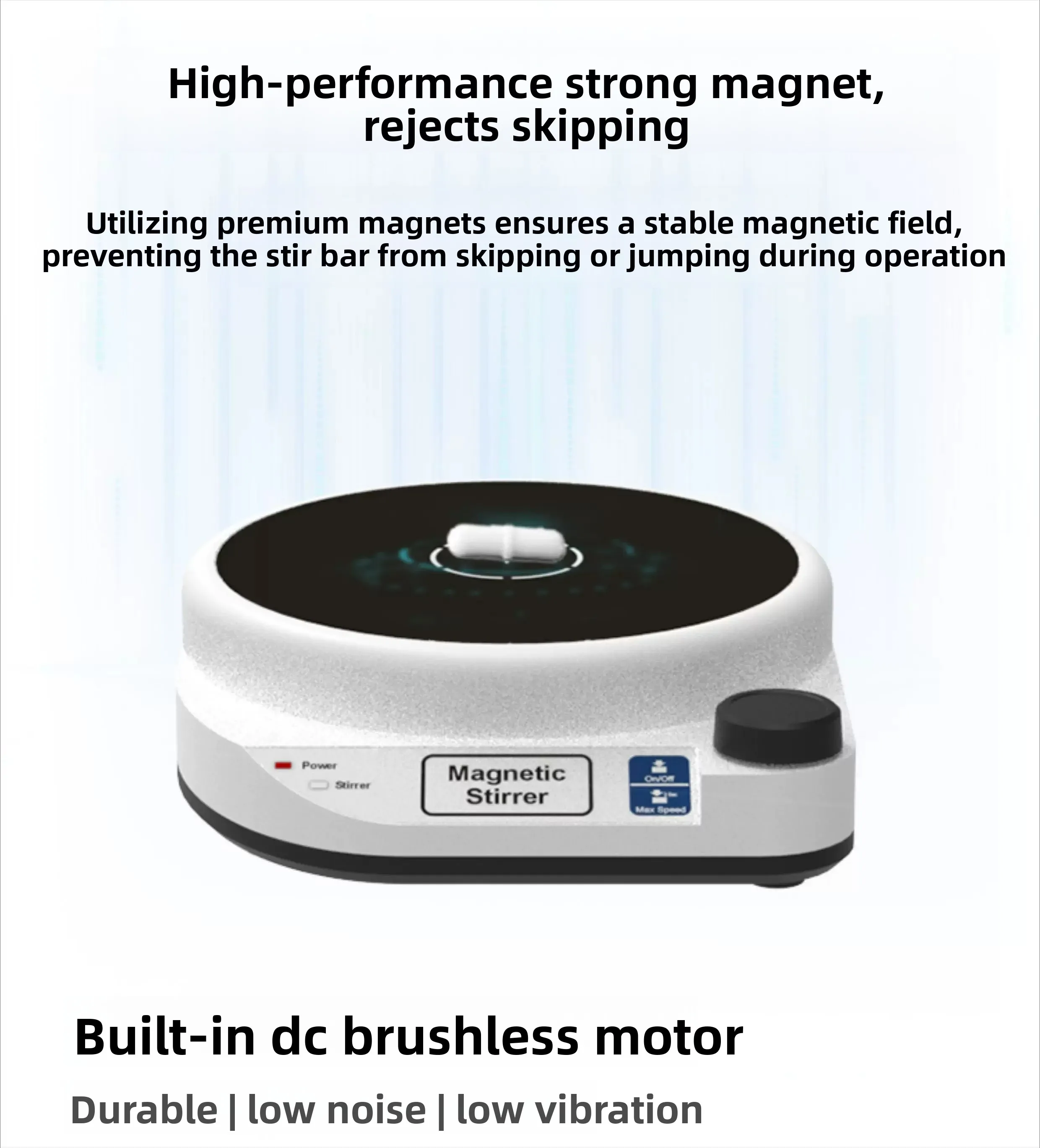 Small Magnetic Stirrer with Heating, 1-3L Digital Hot Plate Lab Mixer with Brushless Motor Timer