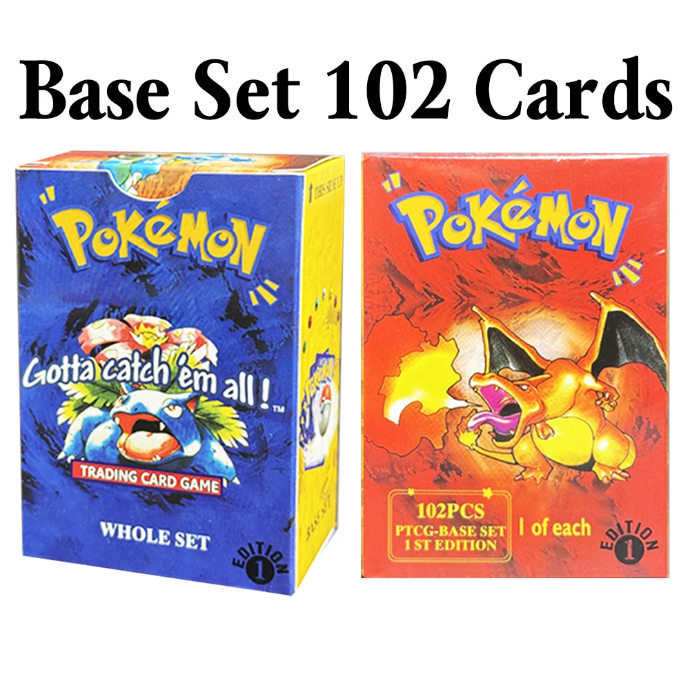

102PCS PKM Whole Set PTCG-Bast Set Edition Collection Proxy Cards Game Toys Full Set Charizrd Pikachu Alakazam Blastoise Chansey