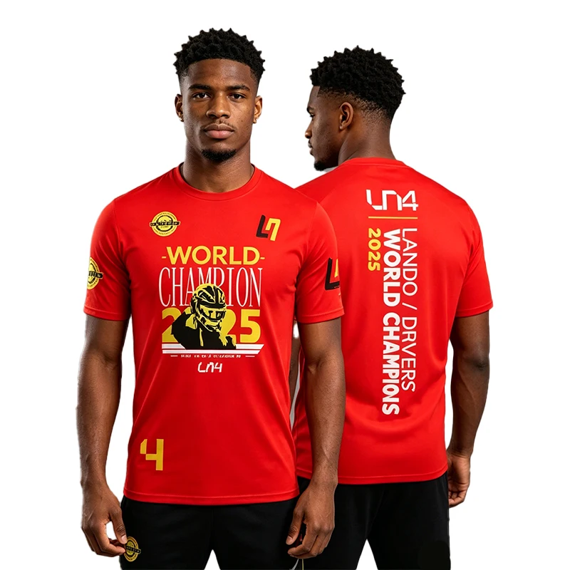 New 2025 World Champion Driver Celebration T-shirt for men and women, LN4 Fan casual breathable top, popular for leisure sports