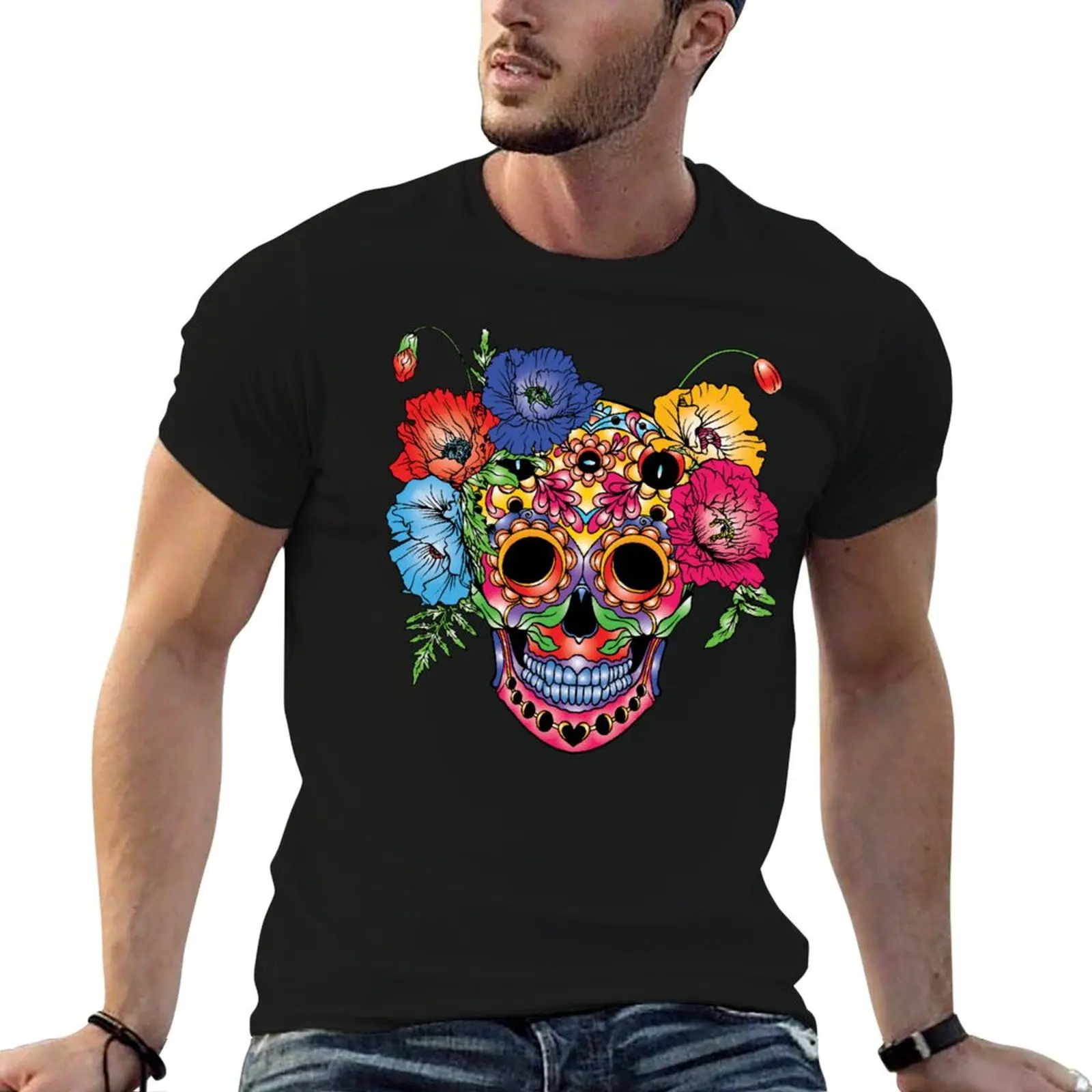 Halloween Sugar Skull T-Shirt Abstract Pattern Print Top