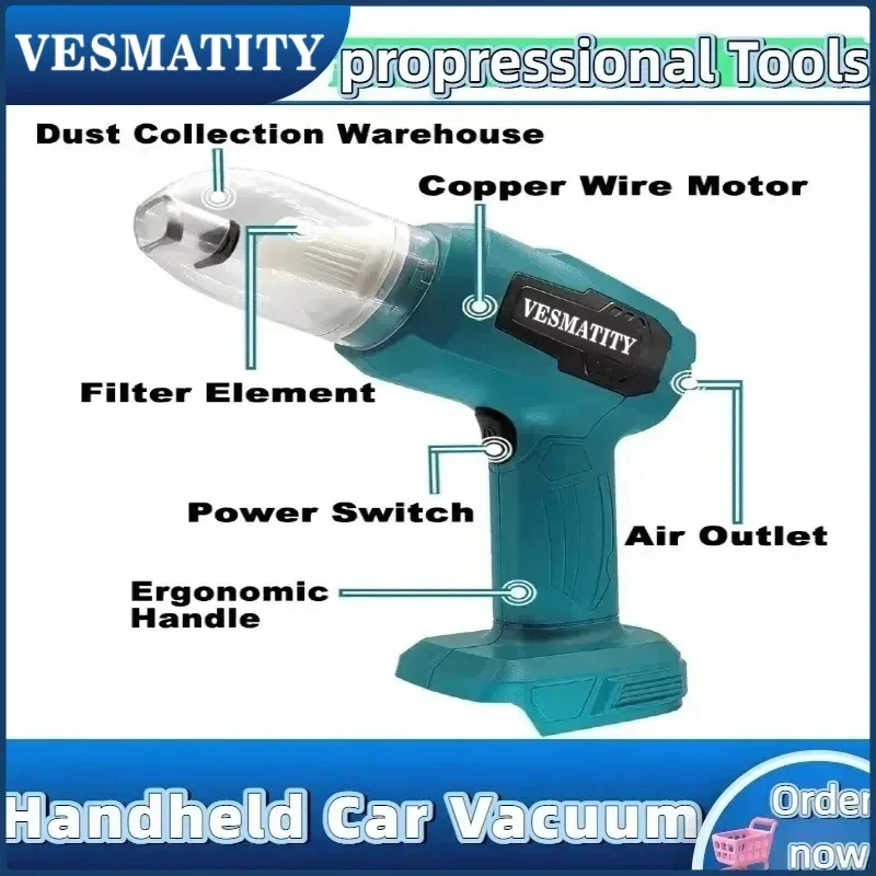 2026 NEW Cordless handheld vacuum 200W 10000Pa 7 nozzle kit 180ml dust collector for auto workshop for 18V 20V battery