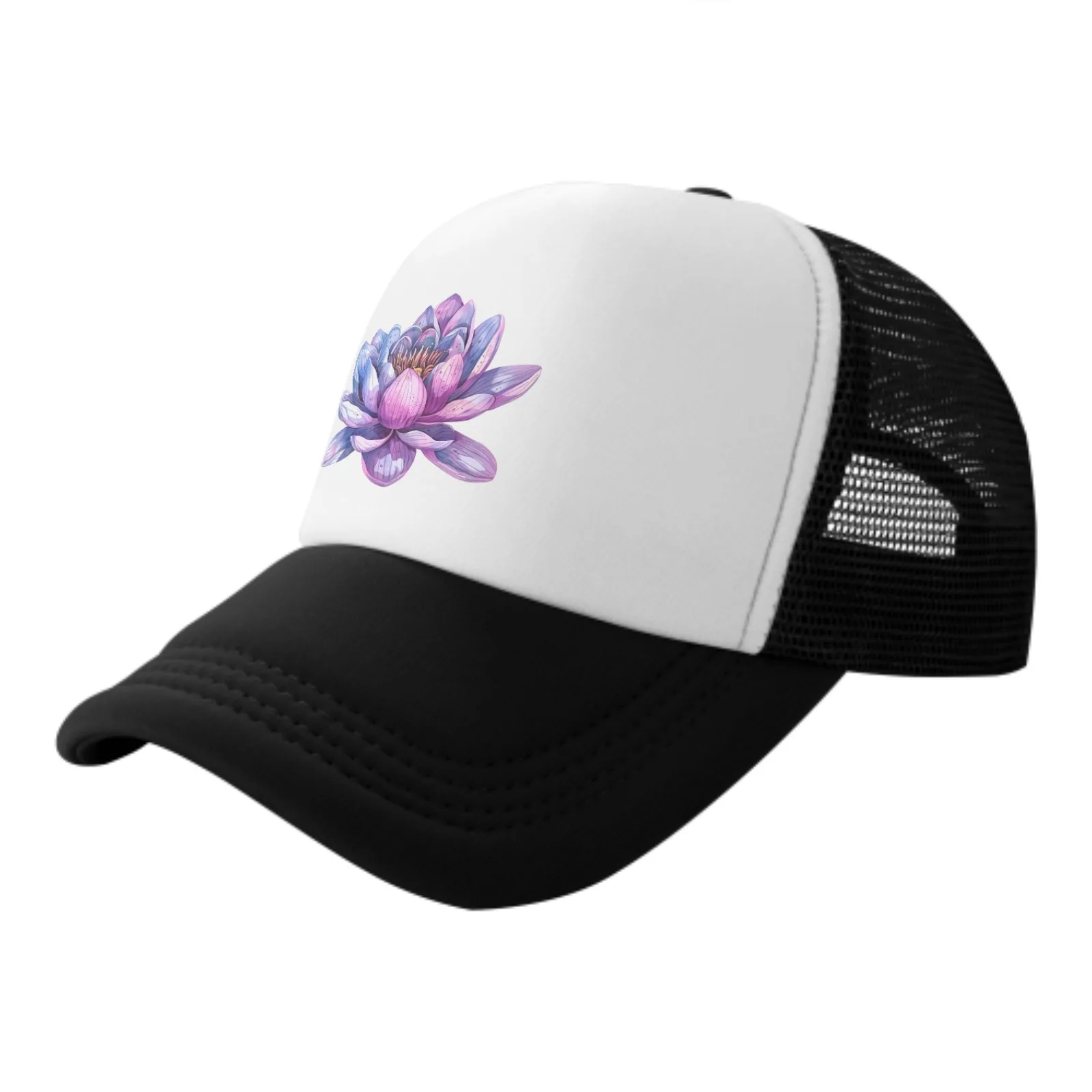 Lotus Flower Summer Couple Baseball Cap Outdoor Trucker Cap Breathable Sunhat Adjustable Adult Mesh Hat For Fishing Travelling