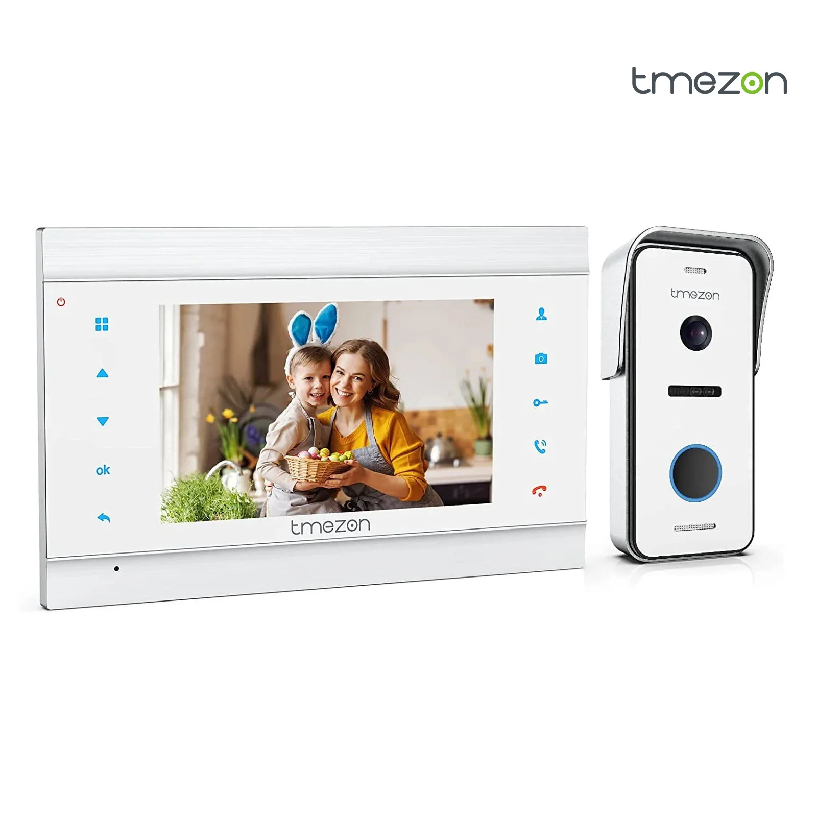 Sistema citofonico campanello videocitofono a 2 fili, monitor TMEZON da 7 pollici con campanello cablato per casa, pulsante touch, scatto/registrazione