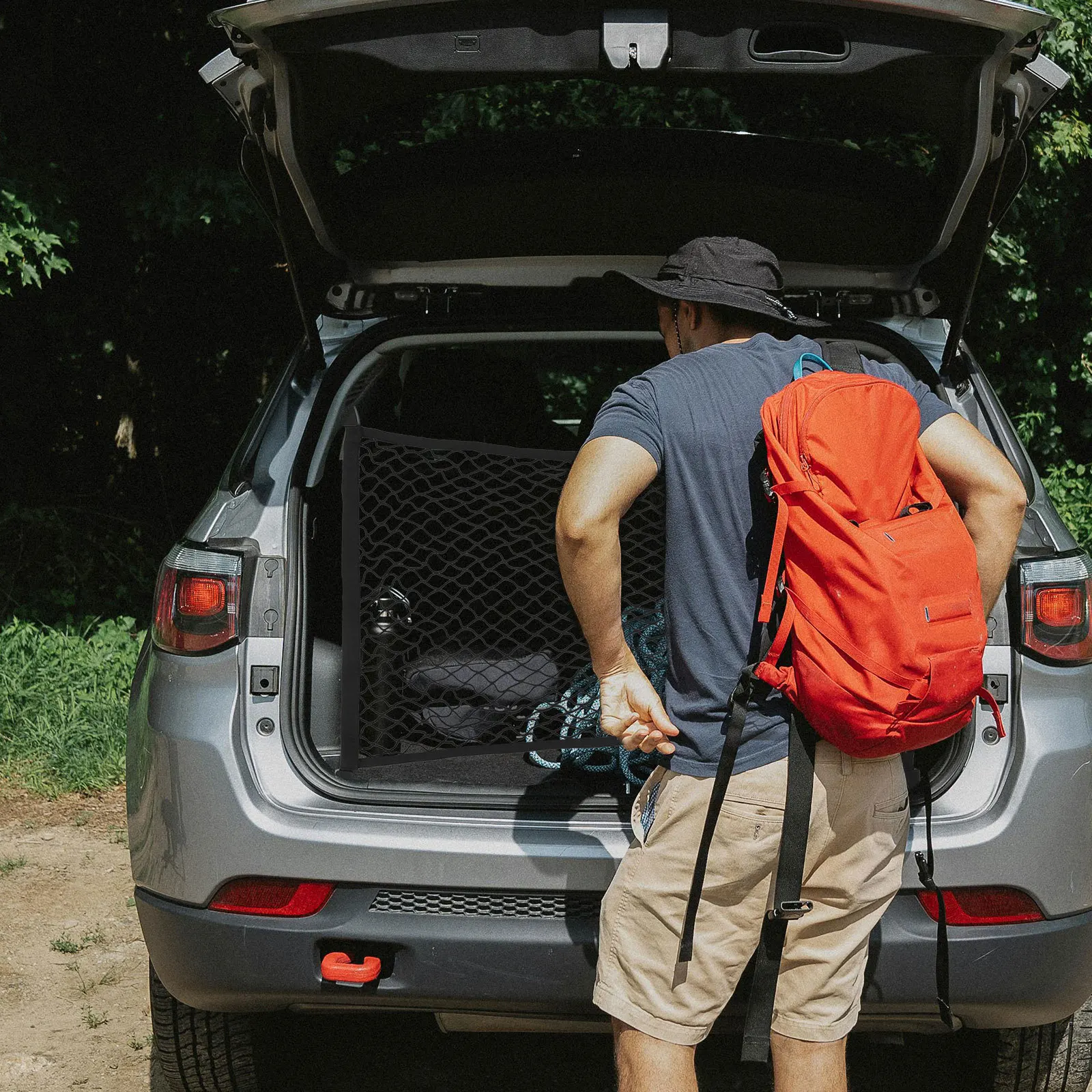 

Car Rear Cargo Trunk Storage Organizer Net Hook Hatchback Durable Mesh Barrier Fixed Mounting Kit for Cars Cargo Storage